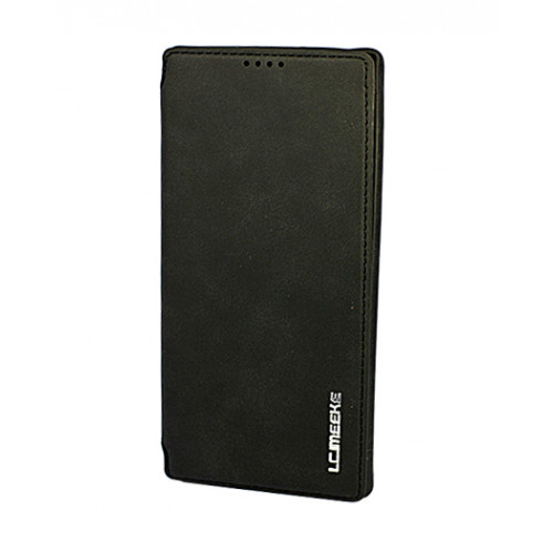 Черный оригинальный кожаный премиум чехол-обложка для Samsung Galaxy S9 Plus с отделом для пластиковых карт