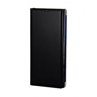 Кожаный фирменный чехол Flip Wallet для Samsung Galaxy Note 10 Plus черного цвета с отделом для пластиковых карт