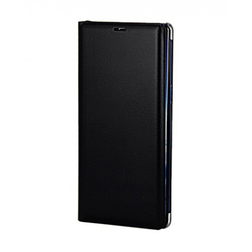 Кожаный фирменный чехол Flip Wallet для Samsung Galaxy Note 10 Plus черного цвета с отделом для пластиковых карт
