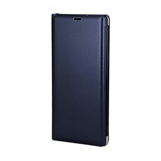 Кожаный фирменный чехол Flip Wallet для Samsung Galaxy Note 10 Plus синего цвета с отделом для пластиковых карт