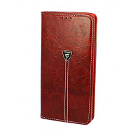 Дизайнерский темно-красный кожаный чехол-книжка для Samsung Galaxy Note 10 Plus с отделом для пластиковых карт