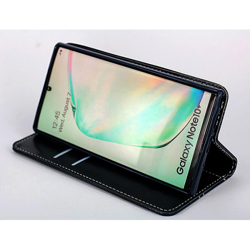 Дизайнерский темно-синий кожаный чехол-книжка для Samsung Galaxy Note 10 Plus с отделом для пластиковых карт
