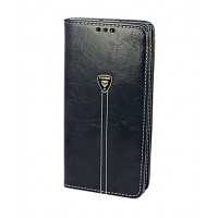 Дизайнерский темно-синий кожаный чехол-книжка для Samsung Galaxy Note 10 Plus с отделом для пластиковых карт