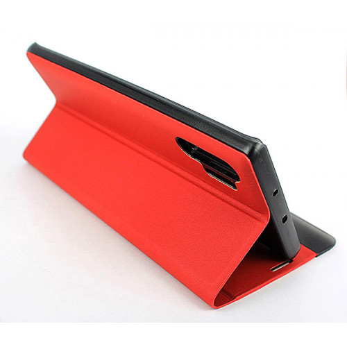 Красный чехол Clear View Standing для Samsung Galaxy Note 10 Plus с интерактивной полосой