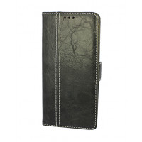 Черный кожаный чехол-книжка для Samsung Galaxy Note 10 Plus с отделом для пластиковых карт и магнитной застежкой