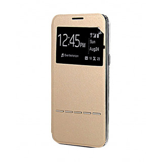 Золотой фирменный чехол Cover Open с магнитной полоской для приема вызова на Samsung Galaxy S8 Plus
