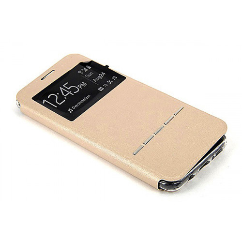 Золотой фирменный чехол Cover Open с магнитной полоской для приема вызова на Samsung Galaxy S8 Plus