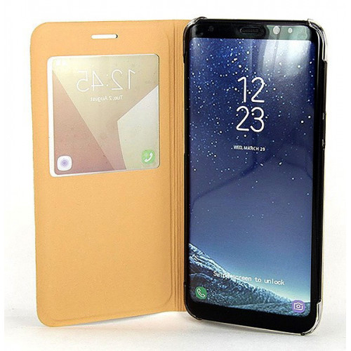 Золотой кожаный чехол-книжка Flip Cover Open для Samsung Galaxy S8 Plus