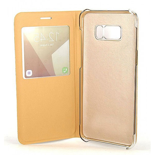 Золотой кожаный чехол-книжка Flip Cover Open для Samsung Galaxy S8 Plus