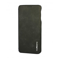 Фирменный черный кожаный премиум чехол-книжка для Samsung Galaxy S8 Plus с отделом для пластиковых карт