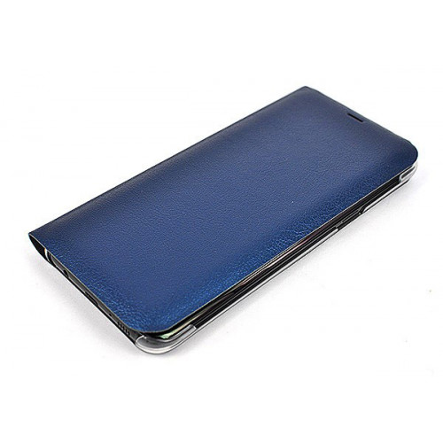 Кожаный фирменный чехол Flip Wallet для Samsung Galaxy S8 Plus синего цвета с отделом для пластиковых карт
