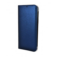 Кожаный фирменный чехол Flip Wallet для Samsung Galaxy S8 Plus синего цвета с отделом для пластиковых карт