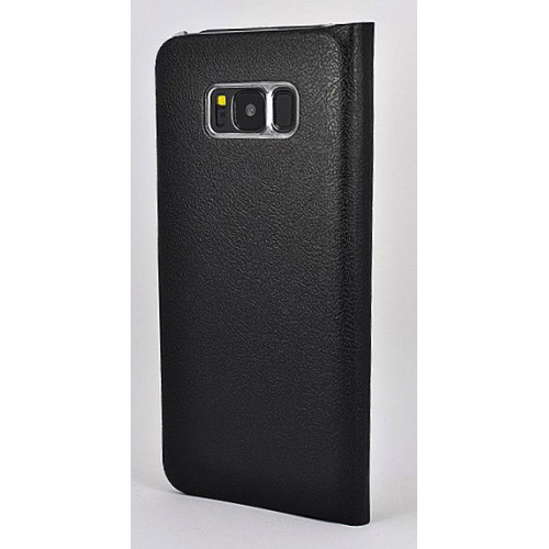 Кожаный фирменный чехол Flip Wallet для Samsung Galaxy S8 Plus черного цвета с отделом для пластиковых карт