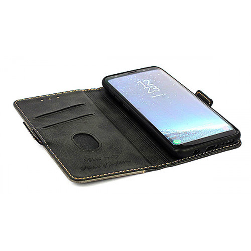 Серый фирменный премиум чехол-книжка для Samsung Galaxy S8 Plus с магнитной застежкой и отделом для пластиковых карт
