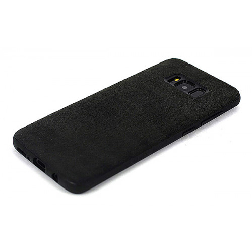 Защитный фирменный премиум чехол Alcantara для Samsung Galaxy S8 Plus черного цвета