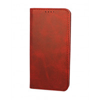 Красный кожаный премиум чехол-книжка для Samsung Galaxy S10 Plus с отделом для пластиковых карт и магнитной крышкой