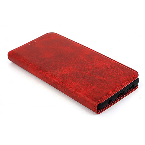 Красный кожаный премиум чехол-книжка для Samsung Galaxy S10 Plus с отделом для пластиковых карт