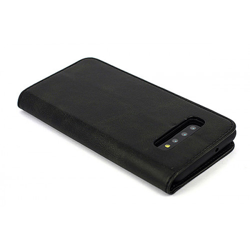Черный премиум чехол-книжка для Samsung Galaxy S10 Plus с отделом для пластиковых карт