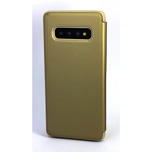 Золотой зеркальный чехол Clear View Cover для Samsung Galaxy S10 Plus