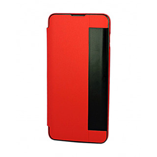 Чехол из кожи Clear View Standing для Samsung Galaxy S10 Plus красного цвета