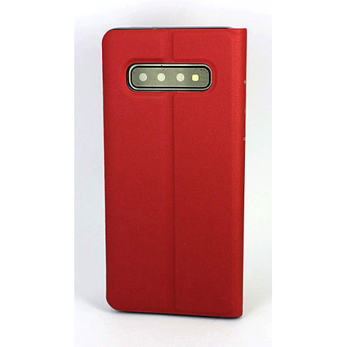 Красный чехол Clear View Standing для Samsung Galaxy S10 Plus с интерактивной полосой