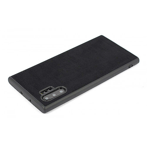Защитный фирменный премиум чехол Alcantara для Samsung Galaxy Note 10 Plus черного цвета