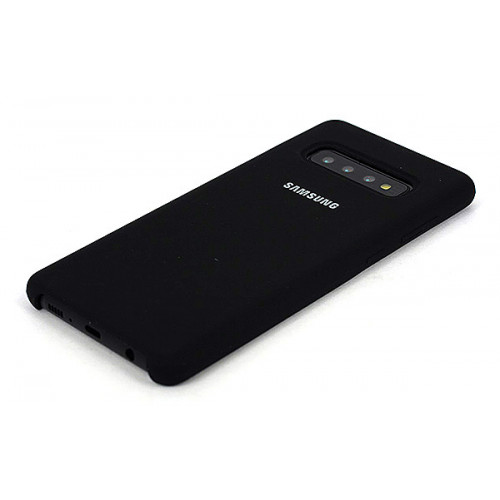 Фирменный бампер Silicon Silky And Soft-Touch Finish для Samsung Galaxy S10 Plus черного цвета