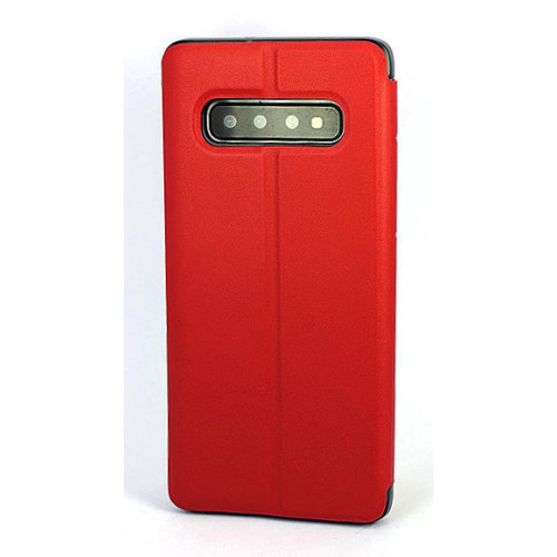 Кожаный чехол Clear View Standing для Samsung Galaxy S10 Plus красный
