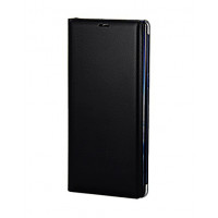 Кожаный фирменный чехол Flip Wallet для Samsung Galaxy S10 Plus черного цвета с отделом для пластиковых карт