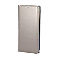 Кожаный фирменный чехол Flip Wallet для Samsung Galaxy S10 Plus золотого цвета с отделом для пластиковых карт