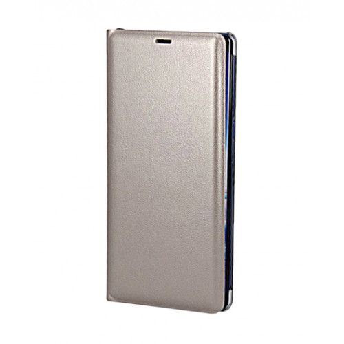 Кожаный фирменный чехол Flip Wallet для Samsung Galaxy S10 Plus золотого цвета с отделом для пластиковых карт