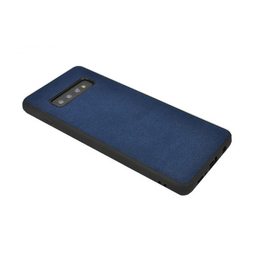 Защитный премиум чехол Alcantara для Samsung Galaxy S10 Plus синего цвета