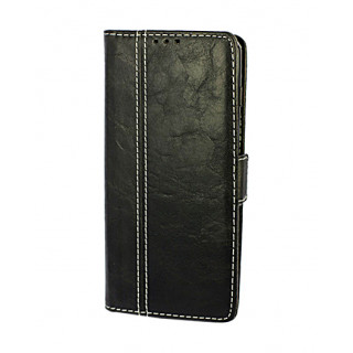 Черный кожаный чехол-книжка для Samsung Galaxy Note 10 (N970) с отделом для пластиковых карт и магнитной застежкой