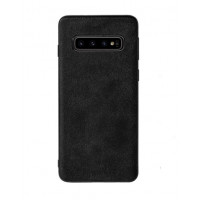 Защитный премиум бампер Alcantara для Samsung Galaxy S10 Plus черного цвета