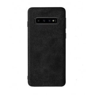 Защитный премиум бампер Alcantara для Samsung Galaxy S10 Plus черного цвета