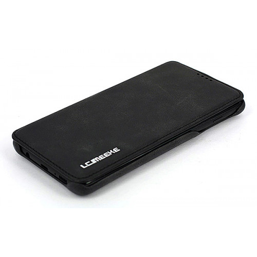 Черный кожаный премиум чехол-обложка для Samsung Galaxy S10 Plus с отделом для пластиковых карт