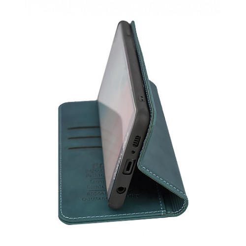 Бирюзовый кожаный оригинальный чехол-книжка для Samsung Galaxy S10 Plus с отделом для пластиковых карт 