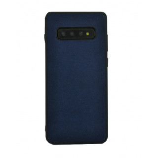 Защитный премиум чехол Alcantara для Samsung Galaxy S10 Plus темно-синего цвета