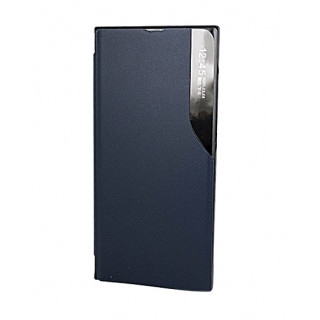Кожаный чехол Clear View Standing для Samsung Galaxy S21 FE темно-синий