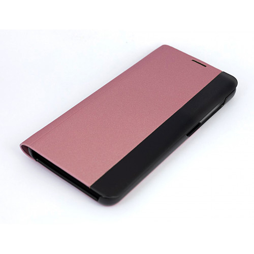 Розовый чехол Clear View Standing для Samsung Galaxy S21 FE с интерактивной полосой
