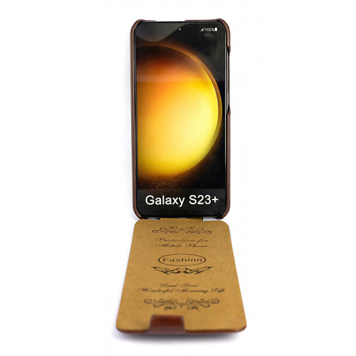 Дизайнерский кожаный фирменный чехол-флип для Samsung Galaxy S23 Plus