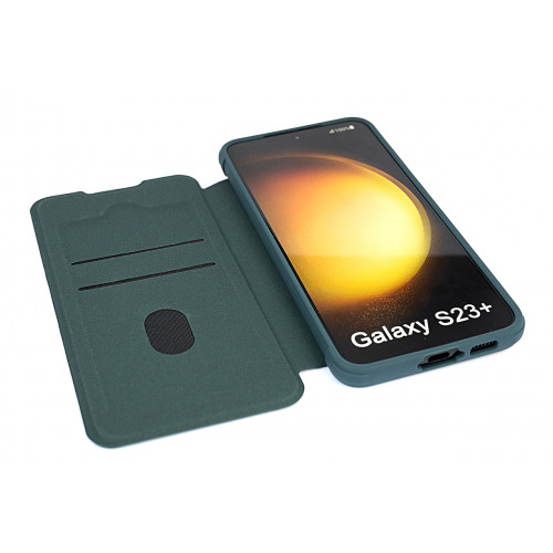 Темно-бирюзовый премиум чехол-книжка на Samsung Galaxy S23 Plus (SM-S916) с отделом для пластиковых карт