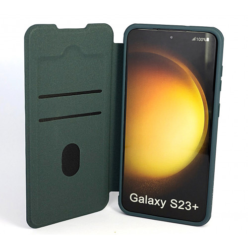 Темно-бирюзовый премиум чехол-книжка на Samsung Galaxy S23 Plus (SM-S916) с отделом для пластиковых карт