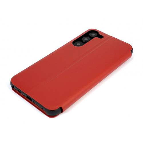 Кожаный чехол Clear View Standing для Samsung Galaxy S23 Plus (SM-S916) красного цвета