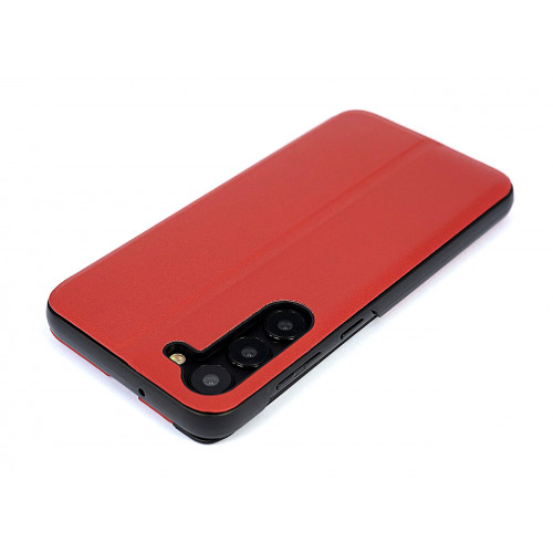 Кожаный чехол Clear View Standing для Samsung Galaxy S23 Plus (SM-S916) красного цвета