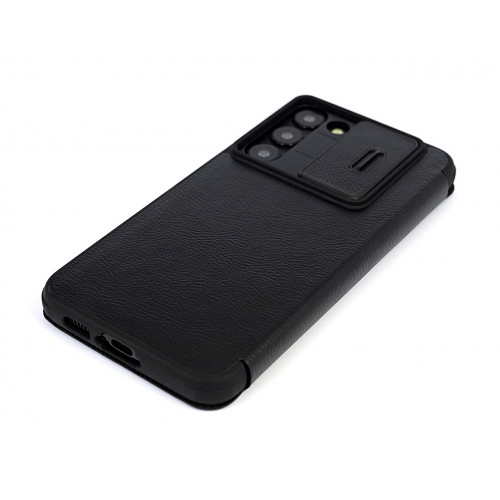 Черный премиум чехол-книжка на Samsung Galaxy S23 Plus (SM-S916) с отделом для пластиковых карт