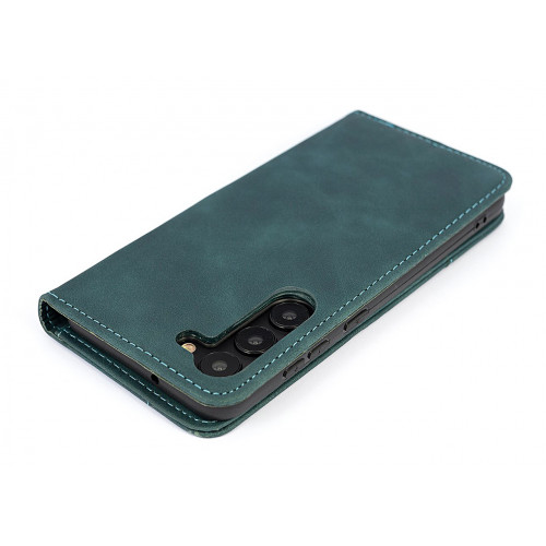 Фирменный кожаный бирюзовый кейс для Samsung Galaxy S23 Plus с отделом для пластиковых карт