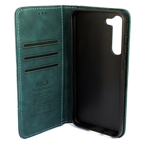 Фирменный кожаный бирюзовый кейс для Samsung Galaxy S23 Plus с отделом для пластиковых карт