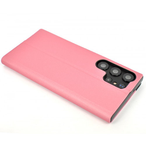 Розовый кейс Clear View для Samsung Galaxy S23 Ultra (SM-S918) с интерактивной полосой