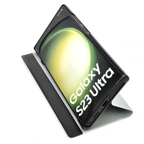 Серебряный чехол Clear View Standing для Samsung Galaxy S23 Ultra (SM-S918) с интерактивной полосой